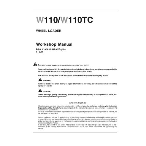 Manual de taller de la cargadora de ruedas New Holland W110 / W110TC - Construcción New Holland manuales
