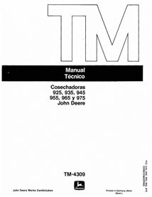 TM4309-ES Manuel technique PDF des moissonneuses-batteuses John Deere 925, 935, 945, 955, 965, 975