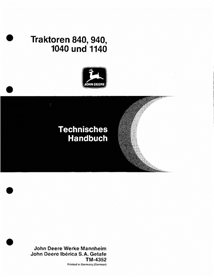 TM4352-DE John Deere 840, 940, 1040, 1140 tractor technical manual DE (TM4352)