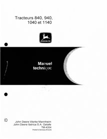 John Deere 840, 940, 1040, 1140 tractor pdf technical manual FR