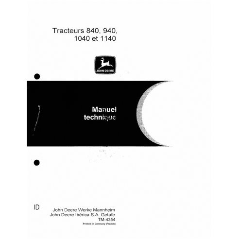 TM4354-FR Manual técnico del tractor John Deere 840, 940, 1040, 1140 en pdf