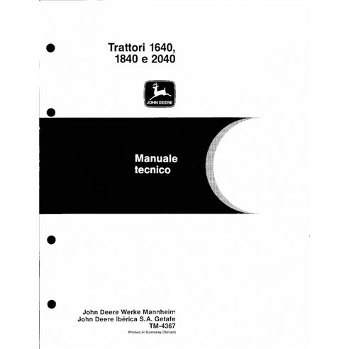TM4367-IT John Deere 1640, 1840, 2040 tractor pdf technical manual IT