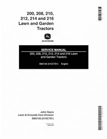 John Deere 200, 210, 208, 212, 214, 216 lawn tractor pdf service manual 