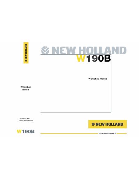 New Holland W190B wheel loader workshop manual - New Holland Construction manuals - NH-87614929