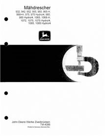TM4386-DE John Deere 932, 942, 952, 955, 965, 975, 975, 985, 1065, 1068H, 1072, 1075, 1075, 1085 combine pdf technical manual...