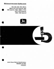 TM4388-FR Manual técnico en pdf de cosechadoras John Deere 932, 942, 952, 955, 965, 975, 975, 985, 1065, 1068H, 1072, 1075, 1...