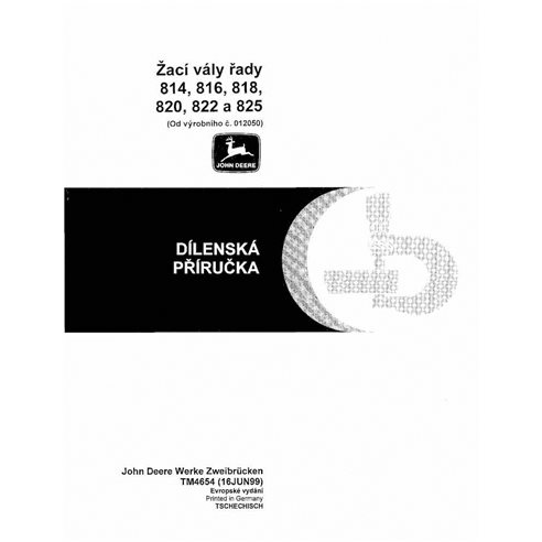 TM4654-CZ Manuel technique complet pour tondeuses John Deere 814, 816, 818, 820, 822 et 825 - CZ (TM4654)