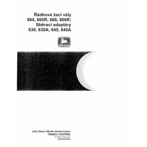 John Deere 664, 665R, 666, 666R cutterbar pdf technical manual - all inclusive CZ