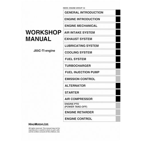 HINO J05C-TI engine pdf workshop manual 