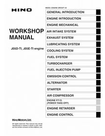 HINO J05D-TI, J05E-TI engine pdf workshop manual 