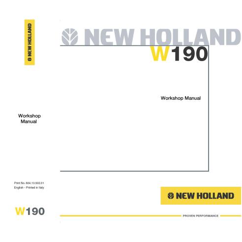 New Holland W190 wheel loader workshop manual - New Holland Construction manuals - NH-6041350201