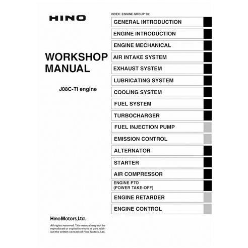 HINO J08C-TI engine pdf workshop manual 