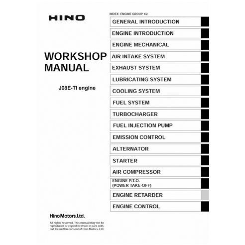 HINO-S5-YJ08E29E-WM Manual de taller en formato pdf del motor Hino J08E-TI