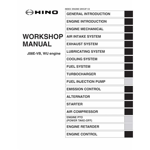 HINO J08E-VB, J08E-WU engine pdf workshop manual 