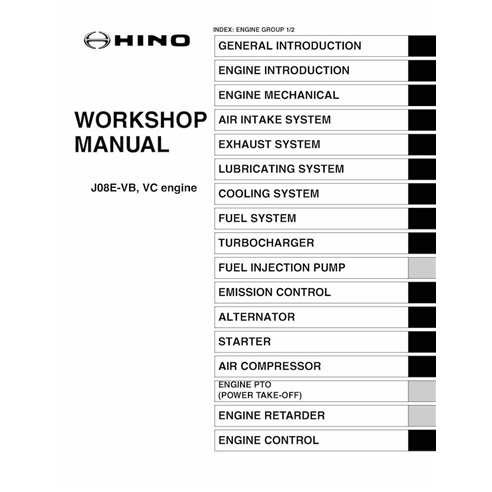 HINO J08E-VB, J08E-VC engine pdf workshop manual 