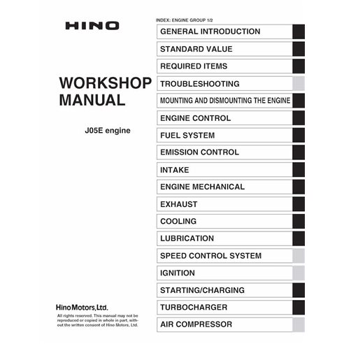 HINO J05E engine pdf workshop manual 