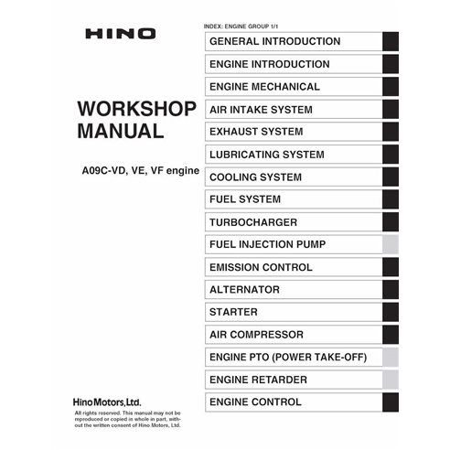 HINO A09C-VD, VE, VF engine pdf workshop manual 