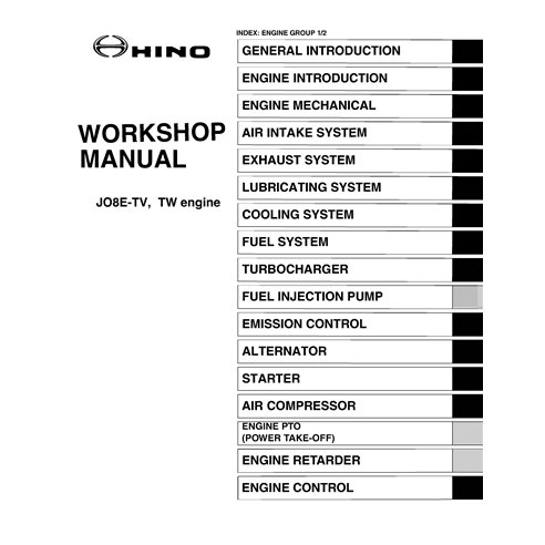 HINO J08E-TV, TW engine pdf workshop manual 