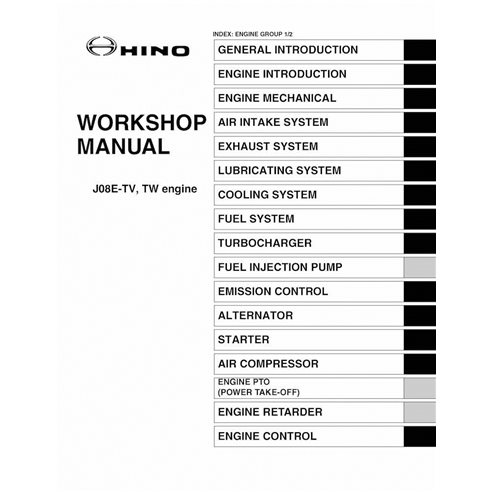 HINO J08E-TV, TW engine pdf workshop manual 