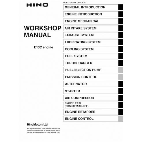 HINO E13C engine pdf workshop manual 