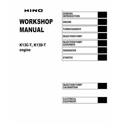 HINO-GI-V259E-01-WM Manual de oficina do motor HINO K13D T em pdf