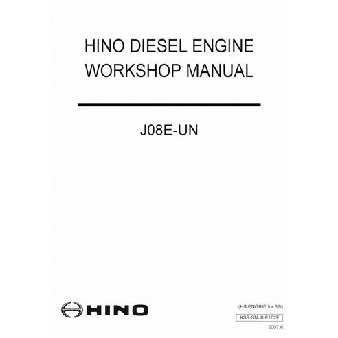 HINO-SMJ8E102E-WM Manuel d'atelier du moteur HINO J08E-UN au format PDF