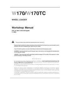 Manual de oficina da carregadeira de rodas New Holland W170 / W170TC - Construção New Holland manuais - NH-6041349700