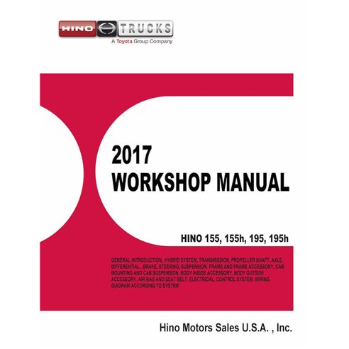 HINO HINO 155, 155h, 195, 195h
series MY2017 truck pdf workshop manual 