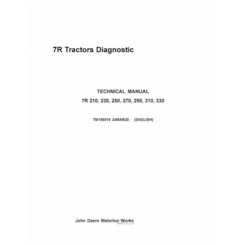 John Deere 7R 210, 230, 250, 270, 290, 310, 330 tractors pdf diagnostic technical manual 