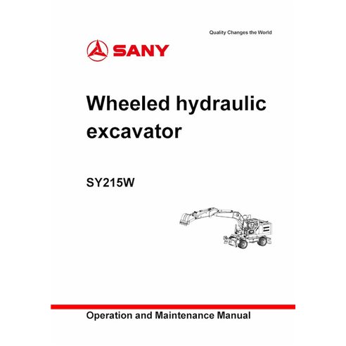 Sany 215W hydraulic excavator pdf operation and maintenance manual 