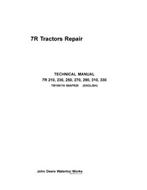 John Deere 7R 210, 230, 250, 270, 290, 310, 330 tractors pdf repair technical manual 