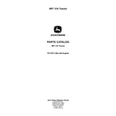 John Deere 8RT 310 tractors pdf parts catalog 