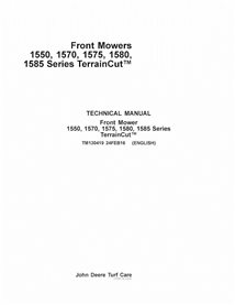 TM130419 John Deere 1550, 1570, 1575, 1580, 1585 Series TerrainCut front mower pdf technical manual - all inclusive
