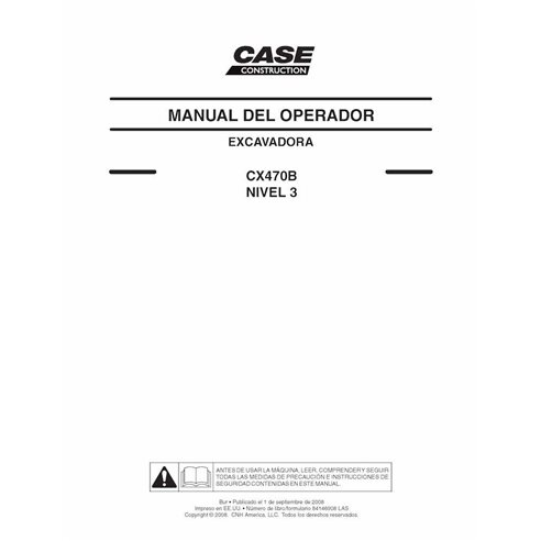 Case CX470B Tier 3 excavator pdf operator's manual ES