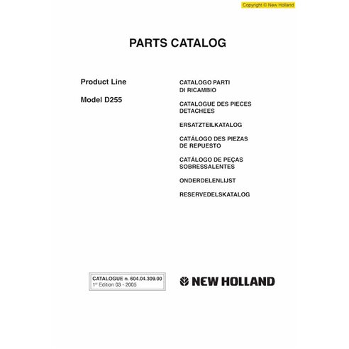 New Holland D255 dozer pdf parts catalog