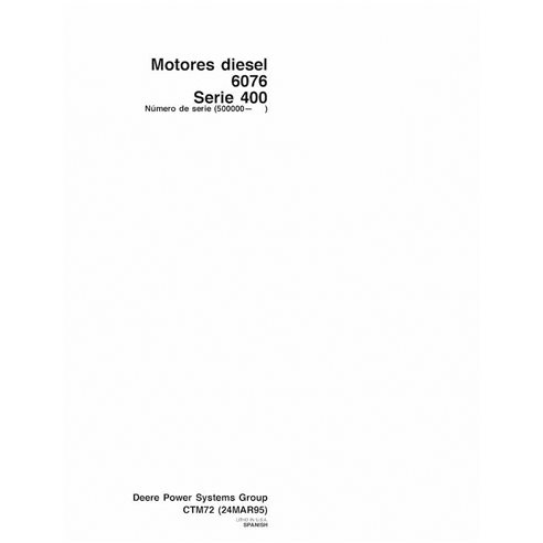 John Deere 6076 diesel 400 Series engine pdf technical manual ES