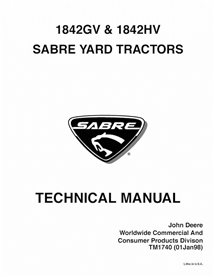 John Deere Sabre 1842, Sabre 1848 GV-HV lawn tractor pdf technical manual 