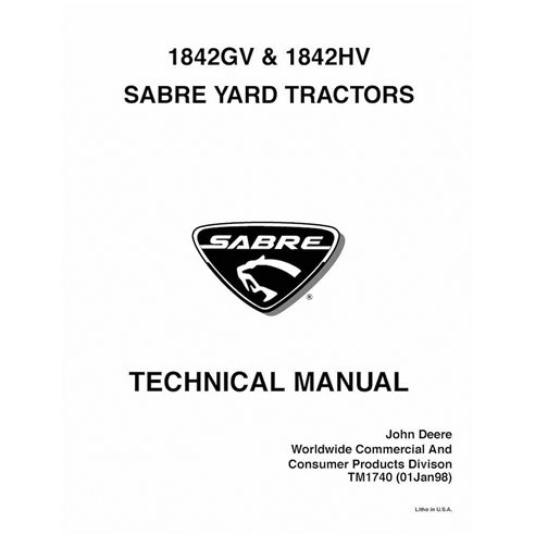 John Deere Sabre 1842, Sabre 1848 GV-HV lawn tractor pdf technical manual 