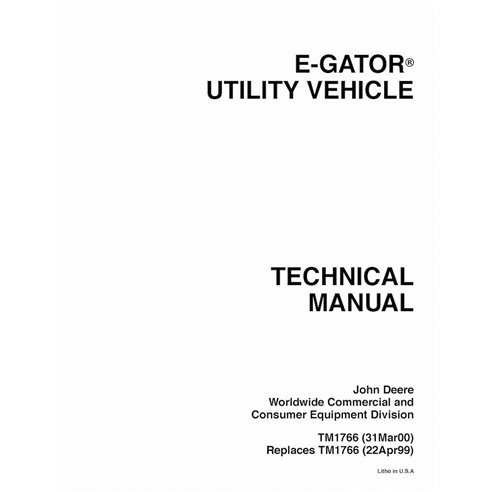 TM1766 Manuel technique du véhicule utilitaire John Deere E-Gator (TM1766)