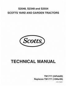 TM1777 Manual técnico do trator de grama John Deere Scotts GT2554, S2048, S2554, S2348 (TM1777)