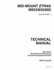 TM1778 Manuel technique de la tondeuse John Deere M653, M655 et M665 Mid-Mount Z-TRAK (TM1778)