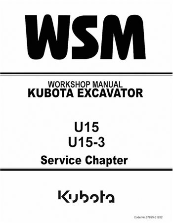 KUBOTA-97899-61482 Manual de taller de excavadora Kubota U15, U15-3