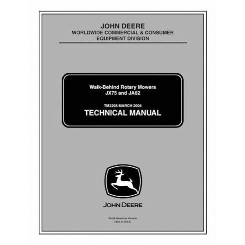 John Deere JX75 and JA62 Walk-Behind Rotary mower pdf technical manual 