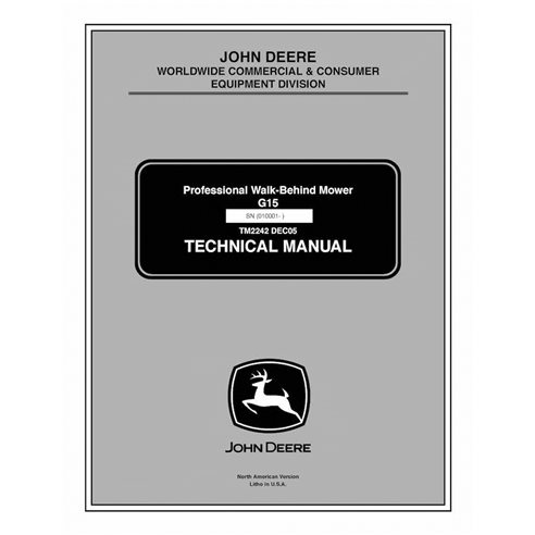 John Deere G15 Professional Walk-Behind mower pdf technical manual 