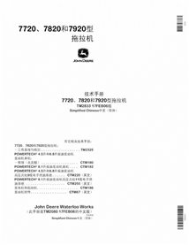 TM2833 John Deere 7720, 7820, 7920 tractor pdf technical manual - all inclusive CN