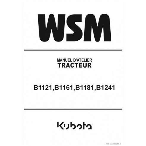 Kubota B1121, B1161, B1181, B1241 tractor pdf workshop manual FR