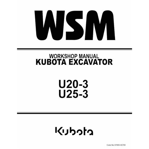 KUBOTA-97899-60740-WSM Manuel d'atelier PDF pour excavatrice Kubota U20-3, U25-3