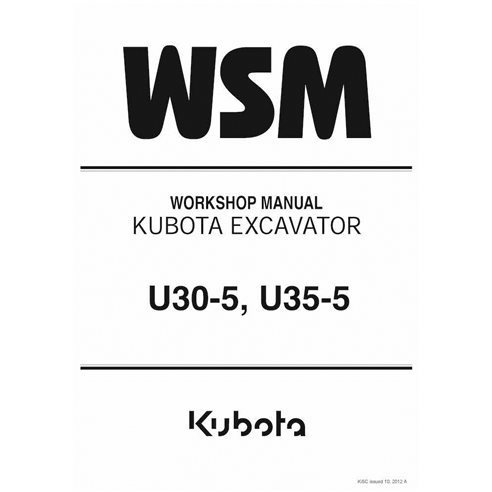 Kubota U30-5, U35-5 excavator pdf workshop manual 