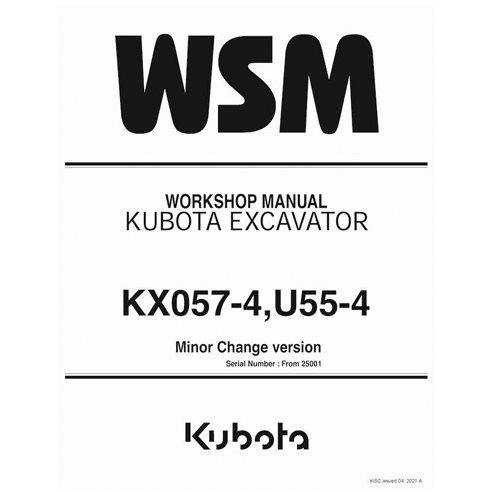 Kubota KX057-4, U55-4 excavator pdf workshop manual 