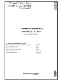 TM10605 John Deere 313, 315 minicarregadeira manual técnico de reparo em pdf